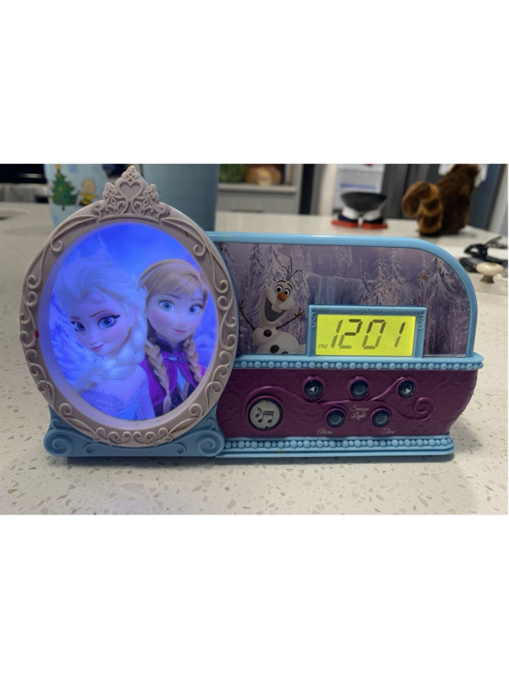 Disney Frozen Elsa Anna Olaf Musical Light Up Digital Alarm Clock Tested Works